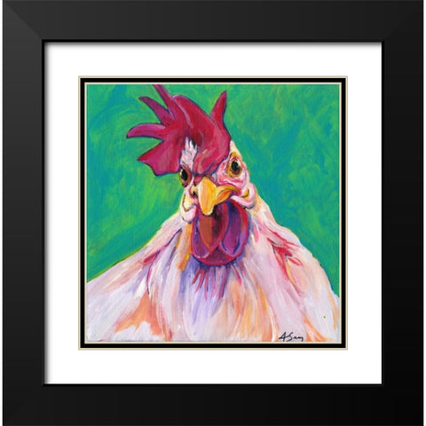Chicken Black Modern Wood Framed Art Print with Double Matting by Seay, Anne