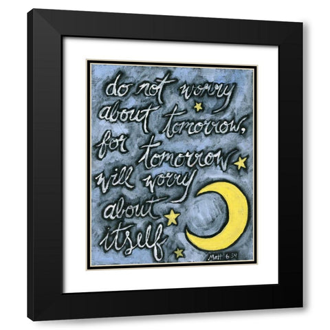 Moon Black Modern Wood Framed Art Print with Double Matting by Seay, Anne