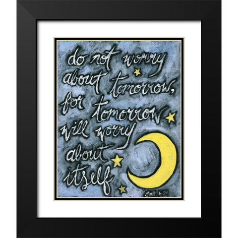 Moon Black Modern Wood Framed Art Print with Double Matting by Seay, Anne