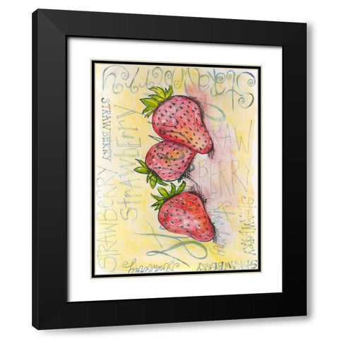 Strawberries Black Modern Wood Framed Art Print with Double Matting by Seay, Anne