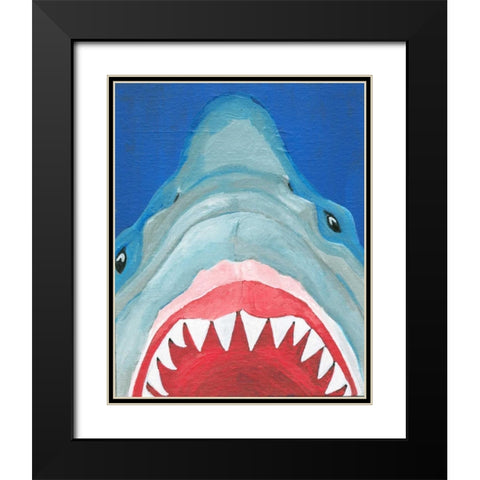 Shark Black Modern Wood Framed Art Print with Double Matting by Seay, Anne
