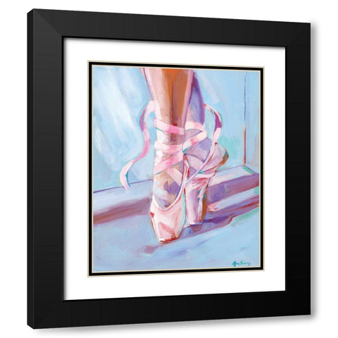 Ballet Shoes Black Modern Wood Framed Art Print with Double Matting by Seay, Anne