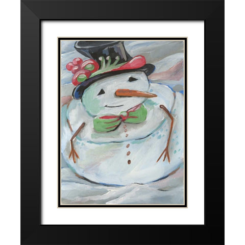 Snowman Black Modern Wood Framed Art Print with Double Matting by Seay, Anne