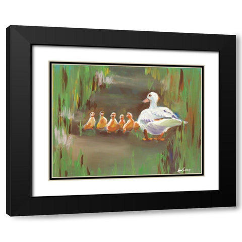 Ducks Black Modern Wood Framed Art Print with Double Matting by Seay, Anne