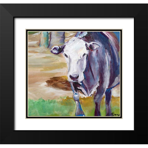 Cow Black Modern Wood Framed Art Print with Double Matting by Seay, Anne