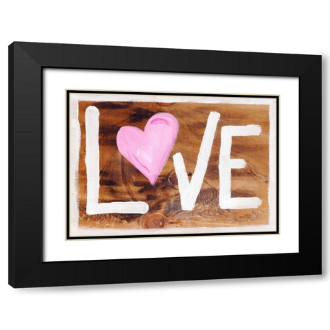 Border with Love Black Modern Wood Framed Art Print with Double Matting by Seay, Anne