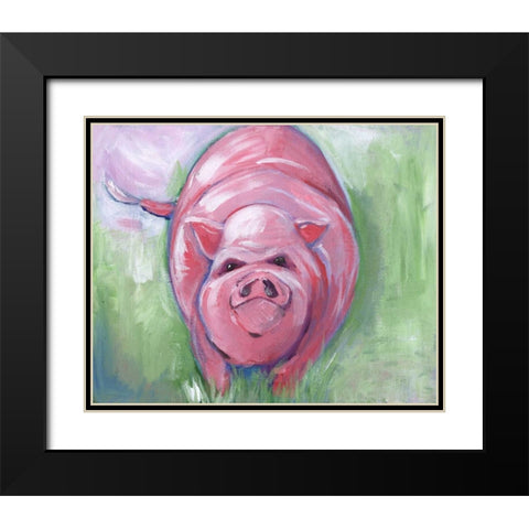 Pig Black Modern Wood Framed Art Print with Double Matting by Seay, Anne