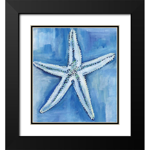 Starfish Blues Black Modern Wood Framed Art Print with Double Matting by Seay, Anne