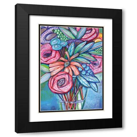 Circle the Flower Black Modern Wood Framed Art Print with Double Matting by Seay, Anne