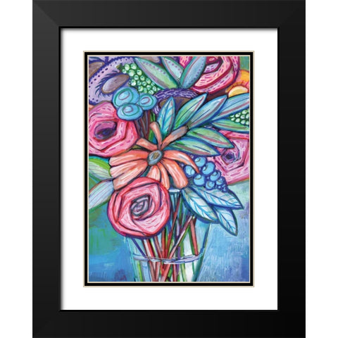 Circle the Flower Black Modern Wood Framed Art Print with Double Matting by Seay, Anne