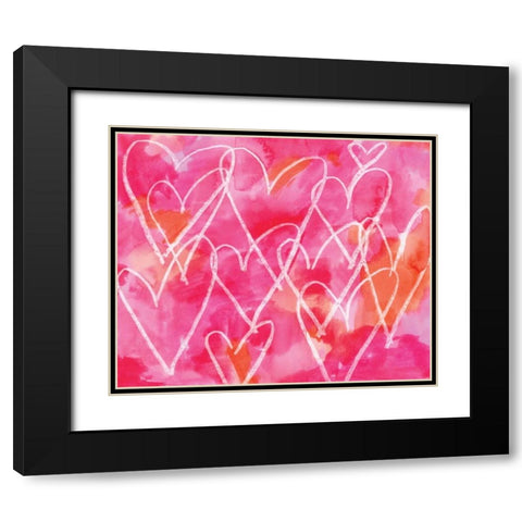 Hearts Black Modern Wood Framed Art Print with Double Matting by Seay, Anne