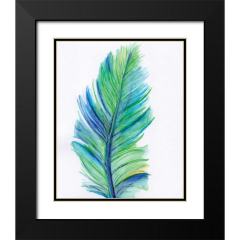 Blue Feather Black Modern Wood Framed Art Print with Double Matting by Seay, Anne