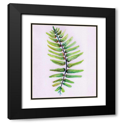 Blue Fern Black Modern Wood Framed Art Print with Double Matting by Seay, Anne