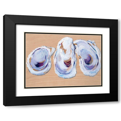 Three Oysters Black Modern Wood Framed Art Print with Double Matting by Seay, Anne