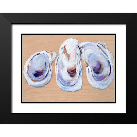 Three Oysters Black Modern Wood Framed Art Print with Double Matting by Seay, Anne