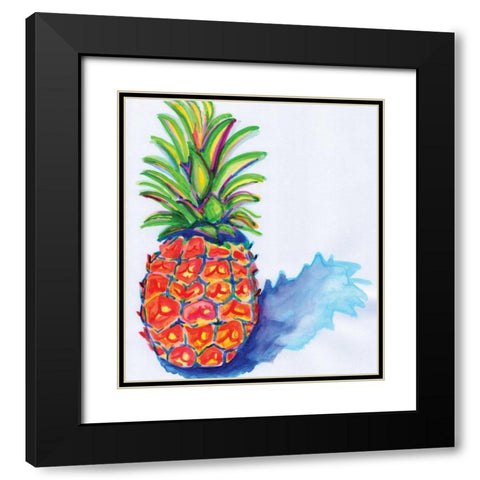 Blue Pineapple Black Modern Wood Framed Art Print with Double Matting by Seay, Anne