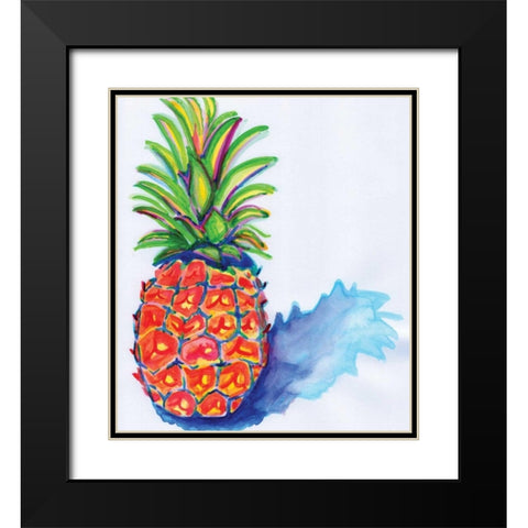 Blue Pineapple Black Modern Wood Framed Art Print with Double Matting by Seay, Anne