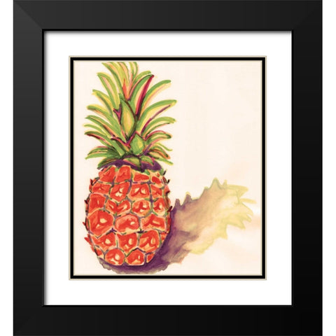 Orange Pineapple Black Modern Wood Framed Art Print with Double Matting by Seay, Anne