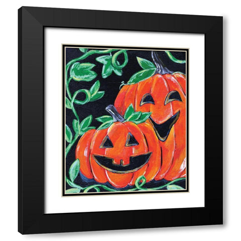 Halloween Pumpkins Black Modern Wood Framed Art Print with Double Matting by Seay, Anne