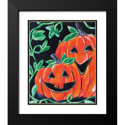 Halloween Pumpkins Black Modern Wood Framed Art Print with Double Matting by Seay, Anne