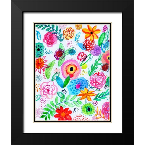 Floral Fun I Black Modern Wood Framed Art Print with Double Matting by Seay, Anne
