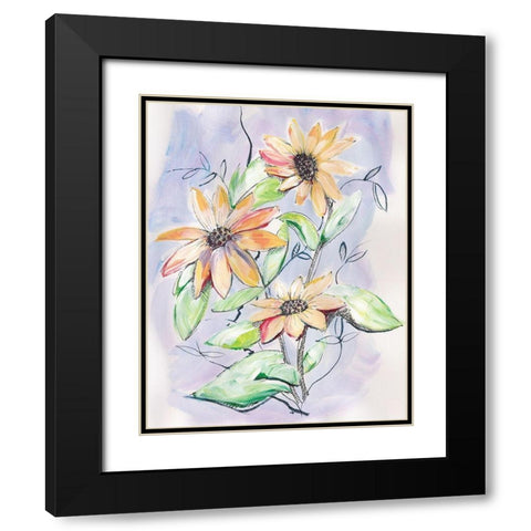 Sunflower Black Modern Wood Framed Art Print with Double Matting by Seay, Anne