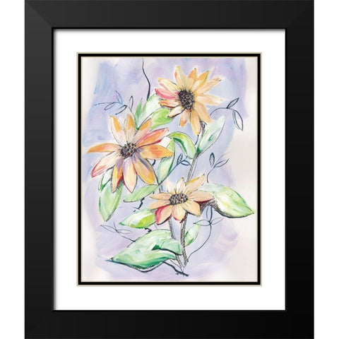 Sunflower Black Modern Wood Framed Art Print with Double Matting by Seay, Anne