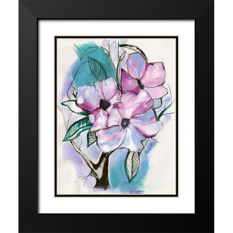 Inked Flowers Black Modern Wood Framed Art Print with Double Matting by Seay, Anne