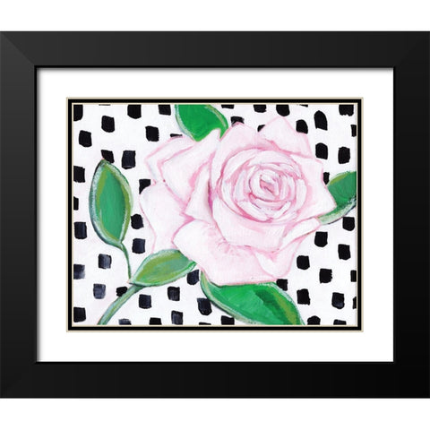 Pink Rose Black Modern Wood Framed Art Print with Double Matting by Seay, Anne