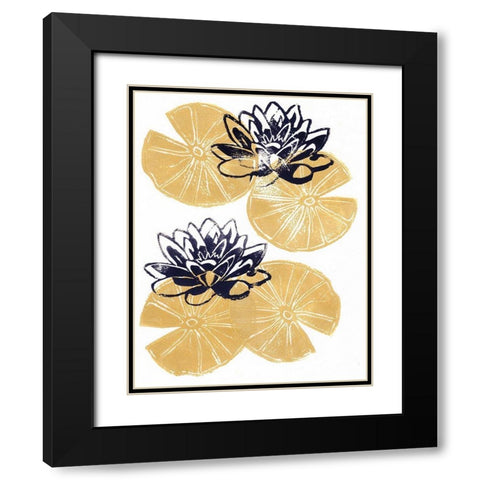 Golden Lily Pad Black Modern Wood Framed Art Print with Double Matting by Seay, Anne