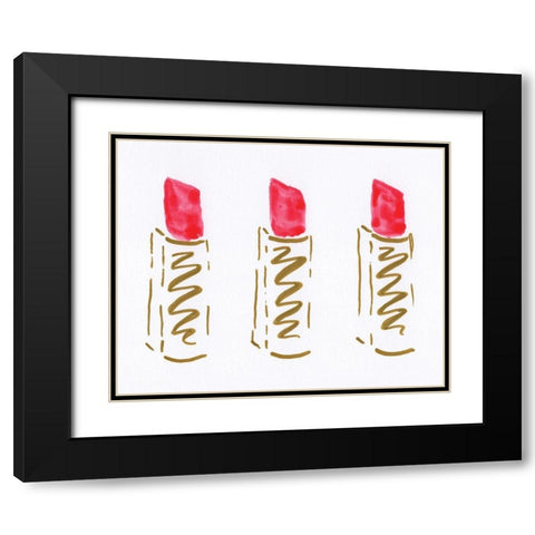 Lipstick Trio Black Modern Wood Framed Art Print with Double Matting by Seay, Anne