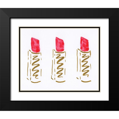 Lipstick Trio Black Modern Wood Framed Art Print with Double Matting by Seay, Anne