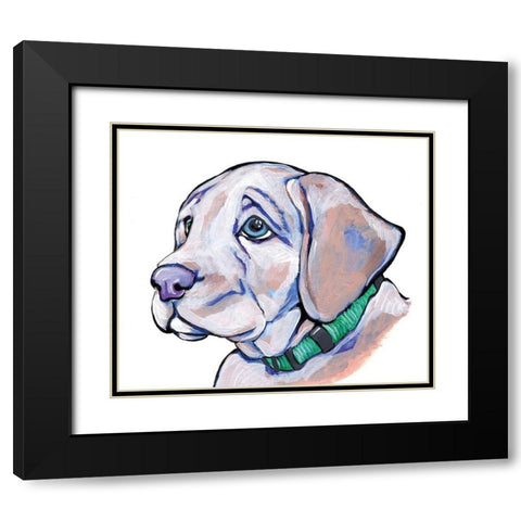 Puppy Black Modern Wood Framed Art Print with Double Matting by Seay, Anne