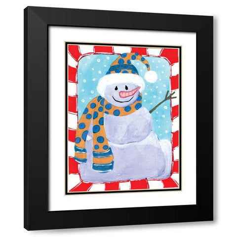 Happy Snowman I Black Modern Wood Framed Art Print with Double Matting by Seay, Anne