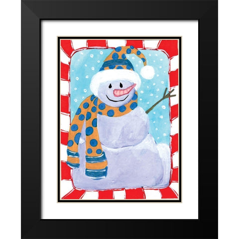 Happy Snowman I Black Modern Wood Framed Art Print with Double Matting by Seay, Anne