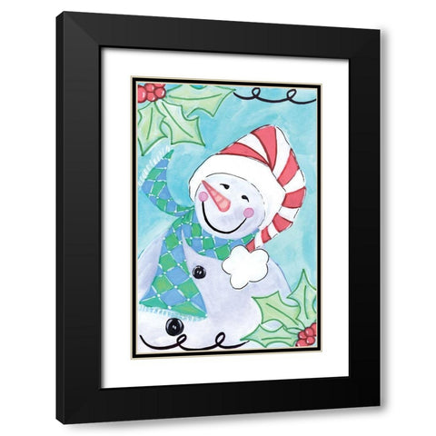 Happy Snowman II Black Modern Wood Framed Art Print with Double Matting by Seay, Anne