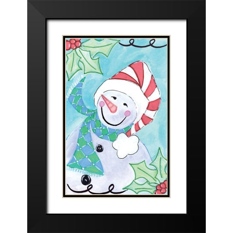 Happy Snowman II Black Modern Wood Framed Art Print with Double Matting by Seay, Anne