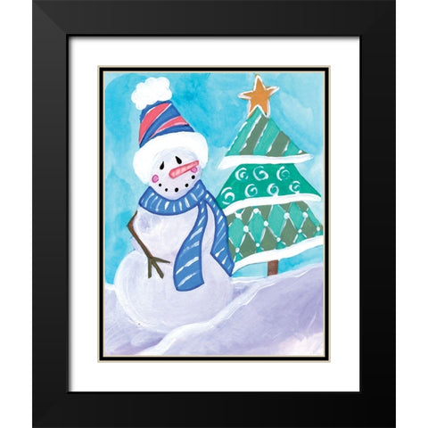 Happy Snowman III Black Modern Wood Framed Art Print with Double Matting by Seay, Anne