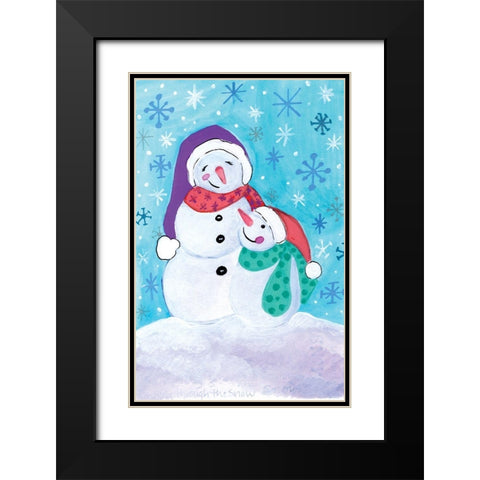 Happy Snowman and Baby Black Modern Wood Framed Art Print with Double Matting by Seay, Anne