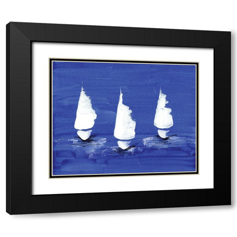 Sailboats at Night Black Modern Wood Framed Art Print with Double Matting by Seay, Anne