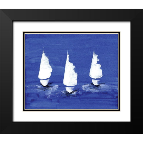 Sailboats at Night Black Modern Wood Framed Art Print with Double Matting by Seay, Anne