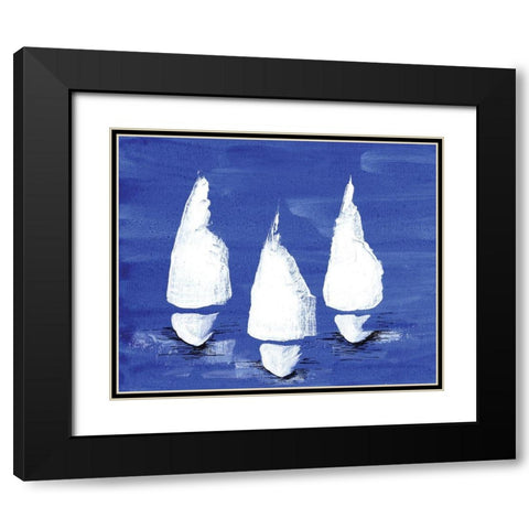 Sailboats at Night II Black Modern Wood Framed Art Print with Double Matting by Seay, Anne