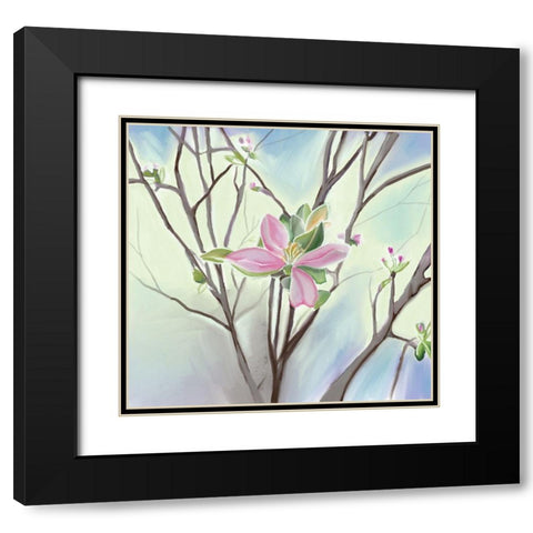 Flower Black Modern Wood Framed Art Print with Double Matting by Seay, Anne