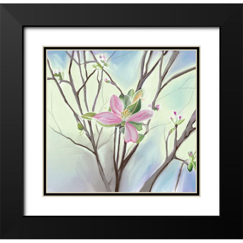 Flower Black Modern Wood Framed Art Print with Double Matting by Seay, Anne
