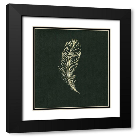 Golden Feather I Black Modern Wood Framed Art Print with Double Matting by Seay, Anne