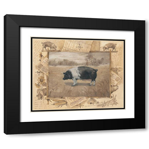 Pig Black Modern Wood Framed Art Print with Double Matting by Phillips, Anita