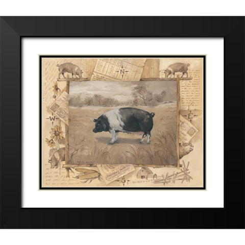 Pig Black Modern Wood Framed Art Print with Double Matting by Phillips, Anita