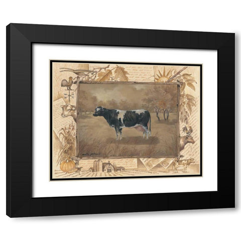 Cow Black Modern Wood Framed Art Print with Double Matting by Phillips, Anita