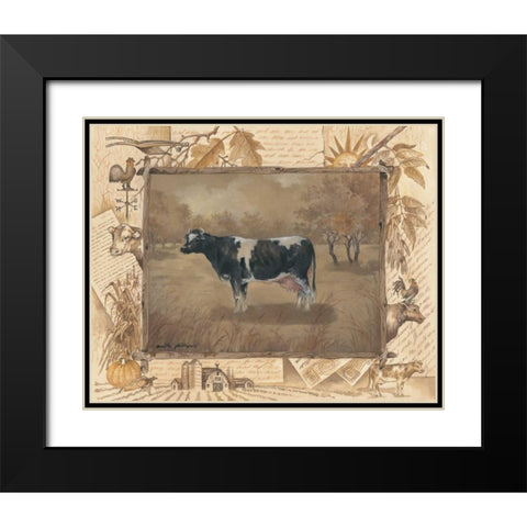 Cow Black Modern Wood Framed Art Print with Double Matting by Phillips, Anita