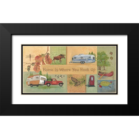 Home is Where You Hook Up Black Modern Wood Framed Art Print with Double Matting by Phillips, Anita